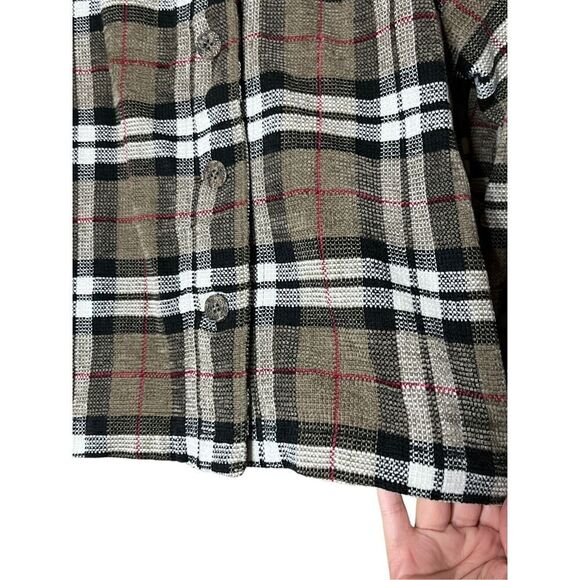 Vintage Christopher & Banks Plaid Knit Button Down Shacket Size XL - Picture 3 of 8